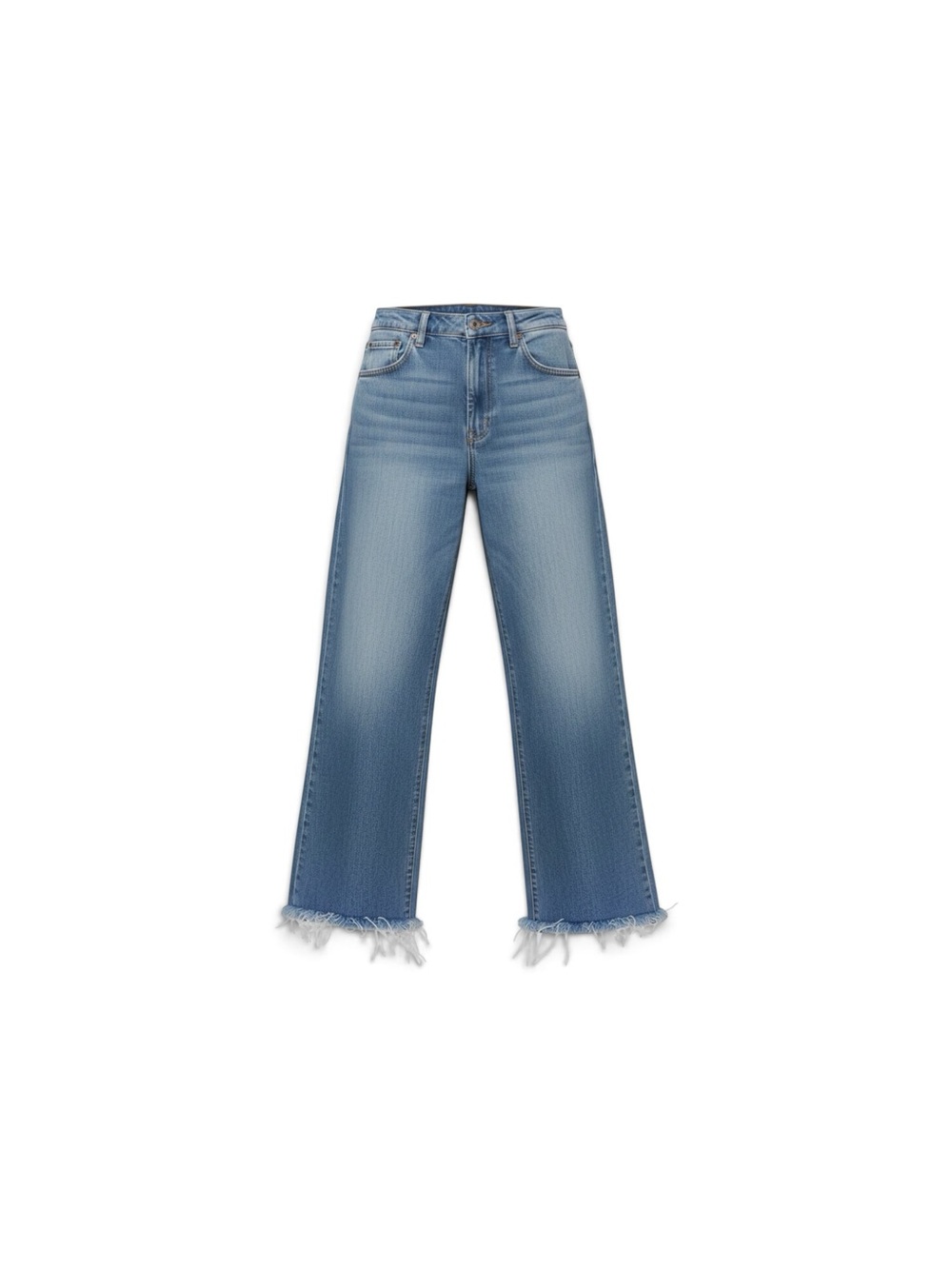 Madewell Light Blue Wide-Leg Jeans with Frayed Hem